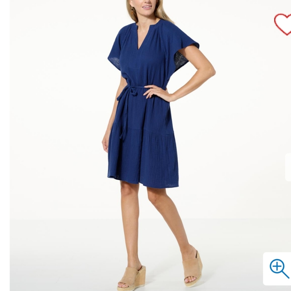 NWT Gauze Cotton Navy Dress